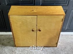 Vintage Mid 20th Century School Science Laboratory Pine Display Cabinet 1970s