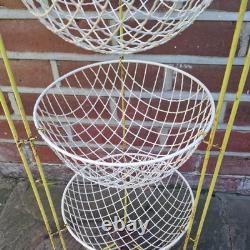 Vintage Mid Century 50 60s HappyMaid Veg Kitchen Rack Storage Wire Basket Yellow