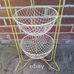 Vintage Mid Century 50 60s HappyMaid Veg Kitchen Rack Storage Wire Basket Yellow