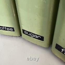 Vintage Mid Century Lincoln Beautyware Metal Kitchen Canister Set Avocado Green