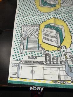Vintage Mid Century Modern Mcm Retro Tea Towel Vintage Kitchen Kitsch 1950s