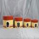 Vintage Mid-century Modern Metal Nesting Canister Set Of 4, Red & Yellow, Japan