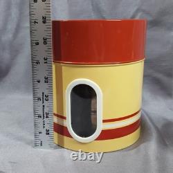 Vintage Mid-Century Modern Metal Nesting Canister Set of 4, Red & Yellow, Japan