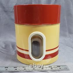Vintage Mid-Century Modern Metal Nesting Canister Set of 4, Red & Yellow, Japan