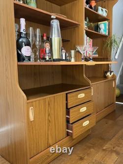 Vintage Mid Century Seventies Schreiber Drinks Cabinet Wall Unit Cupboard Teak