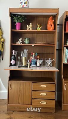 Vintage Mid Century Seventies Schreiber Drinks Cabinet Wall Unit Cupboard Teak