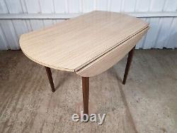 Vintage Mid Century Solid Beech & Formica Drop Leaf Retro Dining Kitchen Table