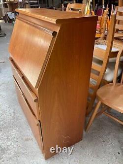 Vintage Mid Century Style Teak Veneer Bureau Desk Drinks Cabinet Cupboard Drawer