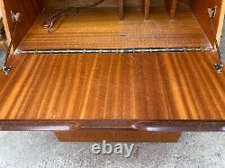Vintage Mid Century Style Teak Veneer Bureau Desk Drinks Cabinet Cupboard Drawer
