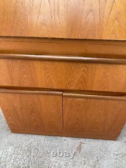 Vintage Mid Century Style Teak Veneer Bureau Desk Drinks Cabinet Cupboard Drawer