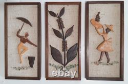 Vintage Mid Century Wall Wood Panel Art Coffee Retro Home Kitchen Decor 6.5x14