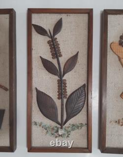 Vintage Mid Century Wall Wood Panel Art Coffee Retro Home Kitchen Decor 6.5x14