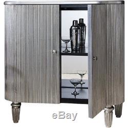 Vintage Mirrored Wine Cabinet Furniture Retro Silver Drinks Bar Shelves Storage