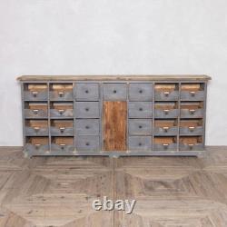 Vintage Multi Drawered Large Pine Blue Storage Sideboard