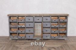 Vintage Multi Drawered Large Pine Blue Storage Sideboard