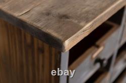 Vintage Multi Drawered Large Pine Blue Storage Sideboard