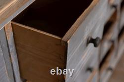 Vintage Multi Drawered Large Pine Blue Storage Sideboard