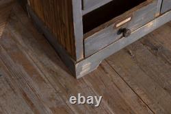 Vintage Multi Drawered Large Pine Blue Storage Sideboard