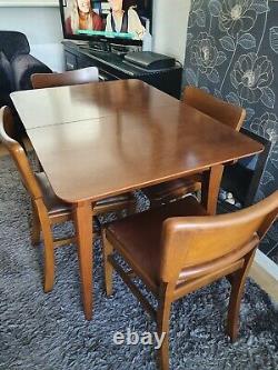 Vintage N & S Mid Century 1950s Retro Walnut Dining Table & 4 Chairs VGC