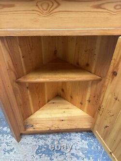 Vintage Natural Solid Pine Corner Unit Cupboard Cabinet & Shelves