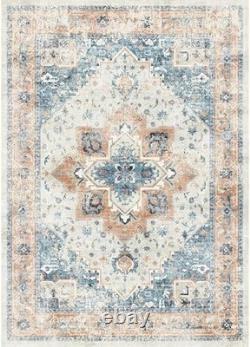 Vintage Non Slip Washable Area Rug Indoor Faux Cashmere 90x150cm Tufted