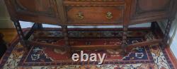 Vintage Oak Art Deco Three Drawer Two Cupboard Sideboard Bobbin Turned Legs