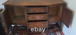 Vintage Oak Art Deco Three Drawer Two Cupboard Sideboard Bobbin Turned Legs