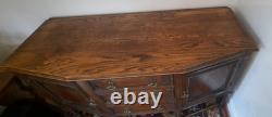 Vintage Oak Art Deco Three Drawer Two Cupboard Sideboard Bobbin Turned Legs