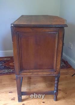 Vintage Oak Art Deco Three Drawer Two Cupboard Sideboard Bobbin Turned Legs