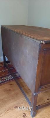 Vintage Oak Art Deco Three Drawer Two Cupboard Sideboard Bobbin Turned Legs