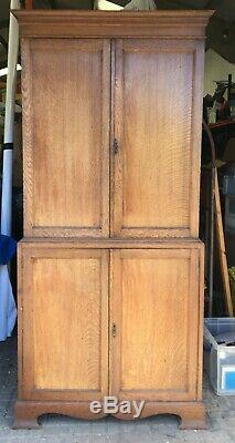 Vintage Oak Cupboard linen storage kitchen