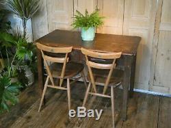 Vintage Oak Dining Kitchen Table With Handy Drawers Retro Mid-century