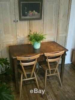 Vintage Oak Dining Kitchen Table With Handy Drawers Retro Mid-century