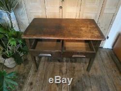 Vintage Oak Dining Kitchen Table With Handy Drawers Retro Mid-century