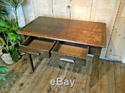 Vintage Oak Dining Kitchen Table With Handy Drawers Retro Mid-century