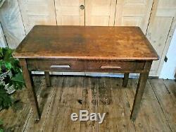 Vintage Oak Dining Kitchen Table With Handy Drawers Retro Mid-century