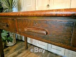 Vintage Oak Dining Kitchen Table With Handy Drawers Retro Mid-century