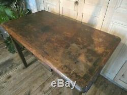 Vintage Oak Dining Kitchen Table With Handy Drawers Retro Mid-century