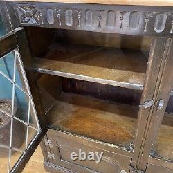 Vintage Oak Glazed Cabinet / Oak Bookcase /Gin Cupboard /Display Cabinet