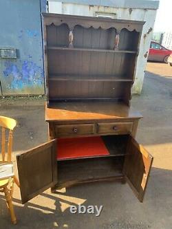 Vintage Oak Linenfold Welsh Dresser \ Rustic Kitchen Pantry Welsh Dresser