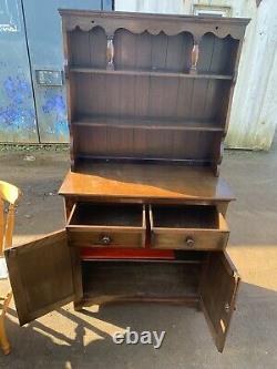 Vintage Oak Linenfold Welsh Dresser \ Rustic Kitchen Pantry Welsh Dresser