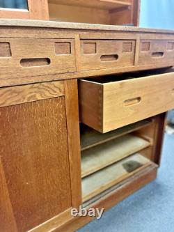 Vintage Oak School Laboratory Display Cabinet Country Kitchen Wooden Glazed