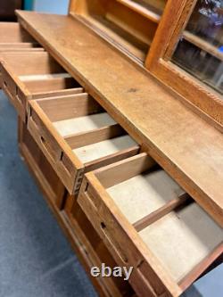 Vintage Oak School Laboratory Display Cabinet Country Kitchen Wooden Glazed