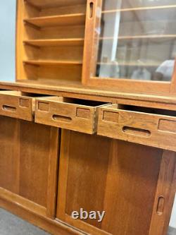 Vintage Oak School Laboratory Display Cabinet Country Kitchen Wooden Glazed