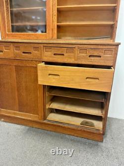 Vintage Oak School Laboratory Display Cabinet Country Kitchen Wooden Glazed