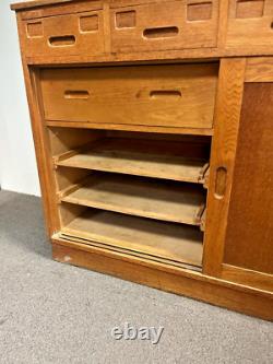 Vintage Oak School Laboratory Display Cabinet Country Kitchen Wooden Glazed