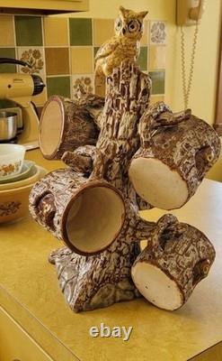 Vintage Owl Mug Tree Holder Retro kitchen 1970s Fairycore Forestcore Kitsch