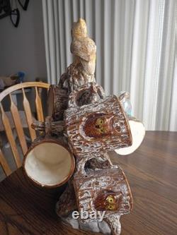 Vintage Owl Mug Tree Holder Retro kitchen 1970s Fairycore Forestcore Kitsch