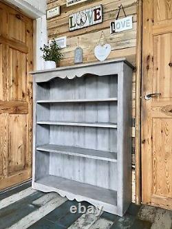 Vintage Painted Solid Pine Open Bookcase Shelves
