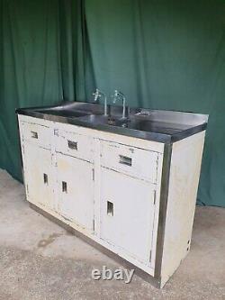 Vintage Paul Millersdale Kitchen Sink Unit Stainless Steel Industrial Cabinet 50